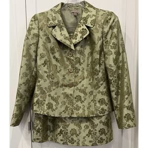 Kim Rogers Lovely Green Floral Skirt Suit Sz 8P